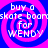 Four identical display a blue and pink spiral background with white text reading "buy a skate boorskate boom for WENDY" in pixelated font