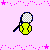 Animated sequence of tennis-themed pixel art icons with changing text and background colors, featuring a yellow tennis ball held by a black racket on pink or green backgrounds.