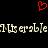 Red pixelated heart symbol above repeated light-colored text on black background.