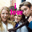 A group of people in school uniforms with pink text overlays changing across frames.