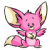 Pixelated cartoon fox-like creature with pink fur and large ears on white background, next to green text logo reading Original Icons .com on dark green background.