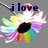 Colorful flower-shaped icon with multicolored petals and a black center, featuring text above it.