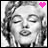 Two grayscale animated frames of a woman's face with closed eyes and a slight smile, each featuring a colored heart icon in the top-right corner.