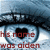 A pixelated image shows a blue and white circular object with red text reading 'his name was giden' over a blurred background of dark shapes.