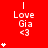 Red background with repeated white text "I Love Gia <3" and white star symbols in a pattern, some stars animate in sequence