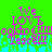 Green background with pink and blue pixelated text reading 'We LOVE you' and 'I love you' in two side-by-side sections.