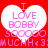 Red background with two white hearts containing pink text reading 'I LOVE BOBBY' and 'MUCH <3', plus a numeric value below each heart.