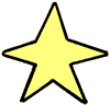 Two yellow five-pointed stars with black outlines side-by-side on a white background, no visible animation changes.