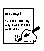 Pixelated document and envelope icons in black-and-white, showing sequential states of a letter being written, folded, sealed, and mailed.