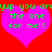 Two pink hearts on red background with green pixelated text reading 'yup you are the one for me!!!'