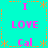 Cyan background with orange dashed borders and star motifs, displaying repeated pink text 'I LOVE Cal' in a