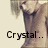 Pixelated image of a person in dark clothing with text reading 'Crystal...' below, set against a light background.