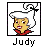 Pixelated cartoon character icon with white chef's hat, red collar, and yellow face beneath a black border frame.