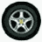 Three identical animated frames of a car wheel with silver alloy rim and yellow center cap, displayed in a 2x2 contact sheet layout on white background.