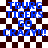 Blue pixelated text on a black-and-white checkered background with visible animation artifacts.