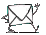 Two pixelated animated frames of a stylized envelope character with limbs, standing on a flat base against a gray background.