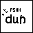 19 identical square displays 'PSHH dun' text with animated pink and purple heart accents above the 'u', each showing a different frame of color variation