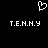Pixelated white heart symbol above two identical lines of text on black background.