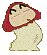 A cartoon character with red hair and light skin appears in multiple poses showing facial expressions and body movements against a gray background.