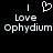 Pixelated text and symbols on black background: two vertical white lines, pink heart outline above 'Love' and 'Ophydium', with identical left-right mirrored layout.