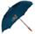 A dark teal umbrella with a light brown handle angled diagonally against a white background, rendered in pixelated style.