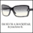 Four- of stylized sunglasses icons with varying lens styles and text elements, including a pink heart symbol