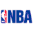 Pixelated logo featuring a stylized basketball design with red and blue sections, followed by bold blue letters spelling 'NBA' on white background.