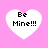 Four white heart shapes on a pink background, each containing black text reading "Be Mine!!!" in pixelated font.