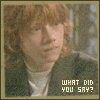 Six- of a person with red hair in various poses and expressions, each containing overlaid text