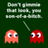 Pixelated green background with two Pac-Man ghosts and a speech bubble containing unreadable text.