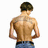 Pixelated image of a shirtless man with short brown hair, facing away from the viewer, hands on hips, wearing blue jeans.