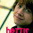 A pixelated image of a person with brown hair and a black top, featuring pink text and a heart symbol in different frames.