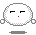 Six pixelated white circular figures with gray outlines display sequential facial expressions and props against a solid light gray background.