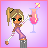 Pixel art of a girl with blonde hair in a ponytail holding a pink cocktail glass, wearing a purple top and gray pants, with 'm:xed DR:INKS!' text below.