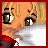 Animated contact sheet of six 48x48 pixel AIM buddy icons featuring a cartoon character and red text/heart symbols on white backgrounds with red borders.