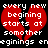Red broken heart shape with white pixelated text reading 'every new beginning starts at somother' on black background.