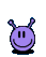 nine purple cartoon heads with antennae, each displaying distinct facial expressions and body positions against a gray background
