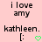 Pixelated text on a light pink background with two identical static frames showing 'i love amy kathleen.' and a green heart emoji.