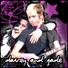 Two people embrace against a purple starry background with 'darren and jade' text at the bottom.