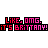 Pixelated text in pink and red with black outlines on gray background, repeating 'LIKE. OMG. IT'S BRITTANY!' across three horizontal segments.