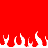 Red background with white pixelated flame shapes along the bottom edge, no visible text or additional elements.