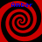 Four identical red and black spiral patterns arranged in a , each with blue text reading "Amber" above it