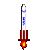Two identical pixel-art icons of a thermometer with blue liquid, red base, and yellow flame at bottom against gray background.