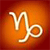 Static 50x50 pixel icon featuring a white Capricorn zodiac symbol on an orange-to-red gradient background with visible dithering and anti-aliasing effects.
