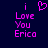 Pixelated purple text and heart symbol on dark blue background, with text reading 'i Love You Erica' in three lines.