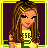 A 3x3 contact sheet of pixel art frames showing a cartoon cheerleader character in yellow and green outfit with text variations, including full-body poses, close-ups, legs-only view, and two text panels reading "shit yea" and "i'm hott" on dark purple backgrounds.