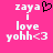 Pixelated text on bright pink background with a black heart symbol above the 'i' in 'zaya' on the left side.