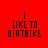 Red background with black pixelated text "I LIKE TO DIATBIKE" and white horizontal bars shifting position