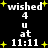 Black background with white text reading "wished 4 u at 11:11" and yellow star symbols scattered throughout.