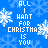 A static contact sheet of a Christmas-themed animated buddy icon showing repeated text and snowflakes on a blue background with gray transparency area.